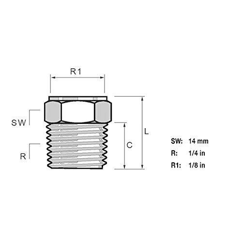 Tefen Fitting Pipe Bushing 1/4in. NPT x 1/8in. NPT 10 Pack
