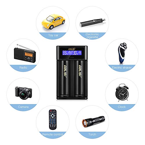 LCD Display Universal Battery Charger, INLIFE Speedy Smart Battery Charger for Rechargeable Batteries Ni-MH Ni-Cd A AA AAA AAAA C SC, Li-ion 18650 26650 26500 20700 22650 18490 17670 17500 17355 (I2)