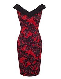 Homeyee - Vestido de cuello en V sin mangas floral Vestido B425