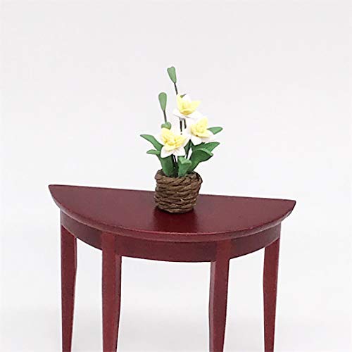 Gbell Fine Flower Basket for 1:12 Mini Dollhouse Furniture , Mini Dollhouse Green Plant Bedroom Kitchen Room Decor Miniatures Accessory Pretend Play Toy for Little Girls Gifts (Yellow )