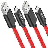 [2-Pack] HOUPU 6ft Micro USB Cable - Nylon Braided, Fast Charging and Sync Data Cord for Android, Samsung, Kindle Fire, LG, HTC, Nokia, Sony, Motorola - Red