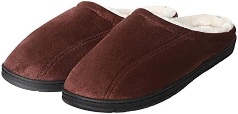CareBey Men's Comfortable Winter Warm House Slip on Memory Foam Plush House Slippers Brown US 11-12 M
