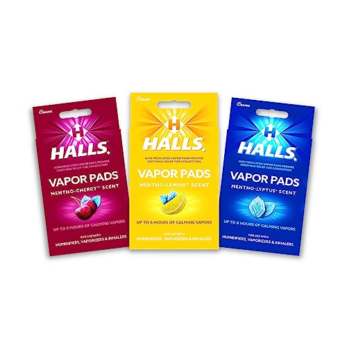 Crane Halls® Scented Vapor Pads – 12 Count Mentho-Lyptus Blue – Up to 8 Hours of Soothing Vapors – for Use with Humidifiers, Steam Inhalers & Vaporizers