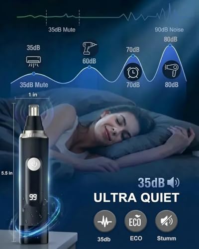 Nose Hair Trimmer for Men,2026 Professional LED Display Painless IPX7 Waterproof Eyebrow & Facial Hair Trimmer,USB Rechargeable Dual-Edge Blades,Black