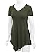 MBJ WT638 Short Sleeve Shirts for Womens Tops Casual V-Neck Summer Clothes Asymmetrical Tunic Blouses XXXL Olive