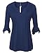 Simier Fariry Women's 3/4 Sleeve Shirts V Neck Slim Fit Knit Pleated Tunic Tops