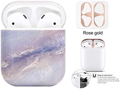 MK Marble AirPods Case Accessories Shockproof Protective Cover Hard Shell and Skin Compatible with Apple Airpods 1 & AirPods 2 Charging Case (Purple Marble)