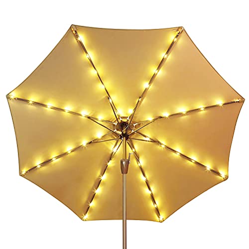 Solar Patio Umbrella Lights Cordless Parasol String Lights With Clip
