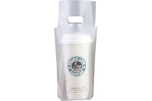 BGCLOUD Drink Carrier for Delivery, 100PCS Clear Plastic Bags with Handle for Drink Cups/Coffee Cups/Tea/Juice Delivery Takeout Apply to Coffee Shop/Restaurant/Bar(1 cup hold 16x28cm)