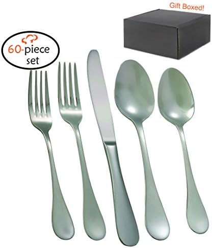 TigerChef TC-20439 Flatware Set, 18/8 Stainless Steel Cutlery Silverware Sets Service for 12, Vela Satin