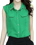 FACE N FACE Women's Chiffon Solid Color Summer Loose Shirts Blouses