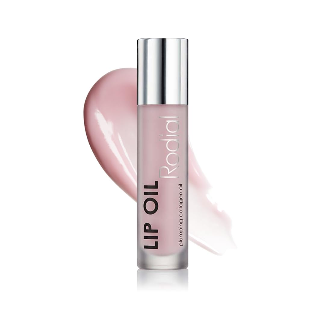 Rodial Plumping Collagen Lip Oil 0.14 fl oz, Hydrating Vegan Lip Oil for Fuller-Looking Lips, Nourishing Botanical Oils with Cherry, Jojoba & Macadamia, Sheer Pink Gloss Finish