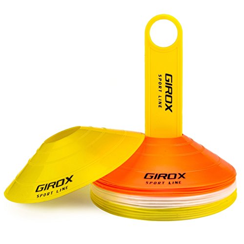 Soccer Training 8 Inch Disc Cones Set by Girox Sport-Includes 21 Agility Cones, Yellow Carrying Stand for Practice Soccer Cones, Carrier Mesh Bag and a Coach Whistle - Thumbnail 5