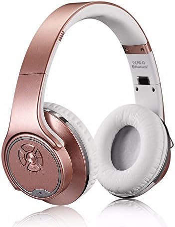 Bluetooth Headphones Over Ear, Bluetooth Wireless Speaker, Hi-Fi Stereo Wireless Headset, Two-way sounds, Foldable, w/ Built-in Mic and Wired Mode for PC/ Cell Phones, Rose-Gold