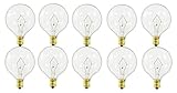 60-watt G16.5 Decorative Globe E12 Candelabra Base Light Bulbs, Crystal Clear, 10-Pack