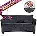 FinerFiber Velvet High Stretch Strapless Couch slipcover + Extra 2 Insert Cushions +Throw Pillow Covers | 1- Piece Sofa SlipCover for Furniture | Soft Durable Couch Covers for 3 Cushion Couch