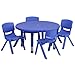 Flash Furniture 33'' Round Blue Plastic Height Adjustable Activity Table Set with 4 Chairs