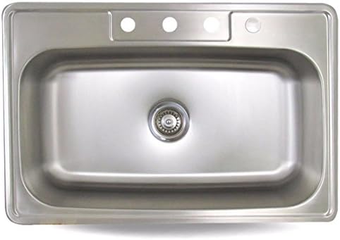 Sink Smart 968-4 | 33 Inch Single Bowl | Drop-in | Stainless Steel Kitchen Sink