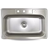 Sink Smart 968-4 | 33 Inch Single Bowl | Drop-in | Stainless Steel Kitchen Sink