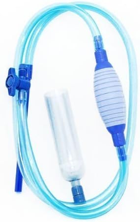 Fish Tank Gravel Cleaner Aquarium Cleaning Vacuum Siphon Pump With Adjustable Flow Control Tap & Fish Poop Net , Water Changing Drainer Filter Syphon Hose- Automatic Fluids Transfer Self Priming 7.5ft
