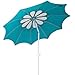 AMMSUN 7ft Heavy Duty Windproof Beach Umbrella with Tilt Mechanism, Portable UV 50+ Protection, Flower Vents Design and Outdoor Sunshade Umbrella for Garden Beach Outdoor (Teal White)