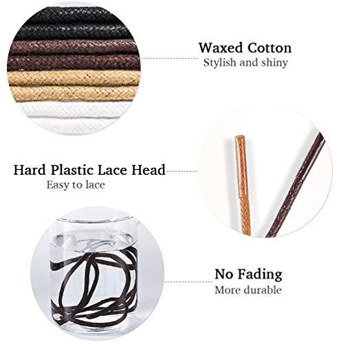 image for VESONNY Round Waxed Shoelaces, Cotton Boot Shoe Laces for Oxford Dress