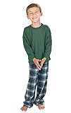 PajamaGram Big Boys' Flannel Tartan Plaid Pajamas with Thermal Top