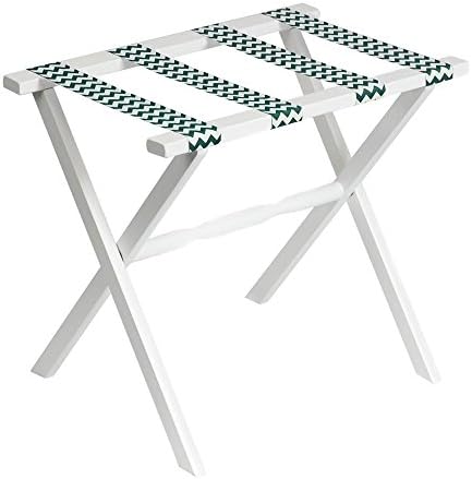 Gate House Furniture Straight Leg Chevron Series Wood Luggage Rack, White/Hunter Green