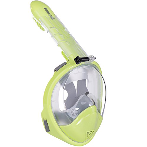 YOOCOOL Full Face Snorkel Mask Foldable 180° Panoramic View Diving Scuba Mask Free Breathing Full Face Snorkeling Mask with Waterproof Phone Bag (Kids Green, Extra Small) - Thumbnail 4