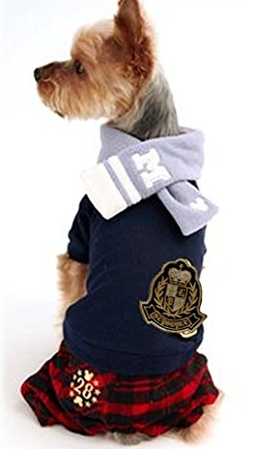 Yoption Pet Lovers Suit Student Jumpsuit with Scarf Spring Autumn Soft Pet Clothes for Female Pet Cat Puppy-Si