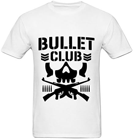 Amoyeah Men's Bullet Club (Black) Printed T Shirts Cotton Graphic Tees XL White