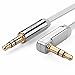 UGREEN 3.5mm Auxiliary Audio Jack to Jack cable 90 Degree Right Angle for Apple iPhone, iPod, iPad, Samsung,Smartphones & Tablets and Speakers,24K Gold Plated Male to Male (10FT, White)