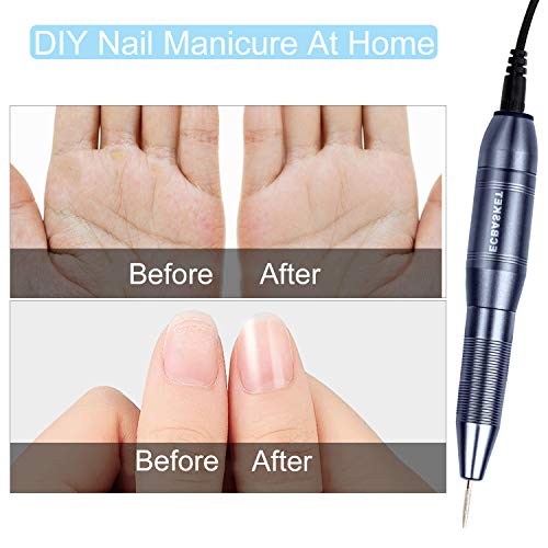 ECBASKET Electric Nail File Nail Electric Drill Nail Dremel Nail File Drill Portable Nail Drill Machine for Acrylic Gel Nails with 150pcs Sanding Bands 11pcs Drill Bits (black)