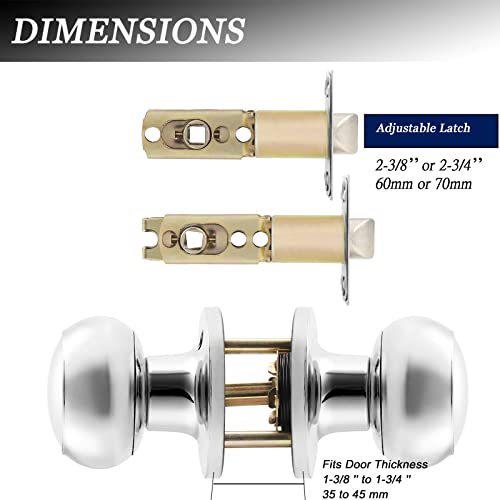 Probrico Passage Door Knob (5 Pack) for Hall/Closet, NonLocking
