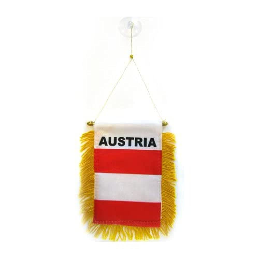 AZ FLAG - Austria Mini Banner - 6'' x 4'' - 100% Polyester Austrian Small Pennant for Car - Double-sided Flag with Suction Cup Hanger — image 1