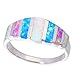 CiNily Women's Opal Rings, Create White Blue Pink Fire Opal Silver Plated Gemstone Ring Size 6