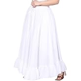 Wevez Women’s 15 Yard Cotton Maxi Skirt – Elastic Waist Flowy Skirt for Belly Dance, Boho Festival & Summer Holiday