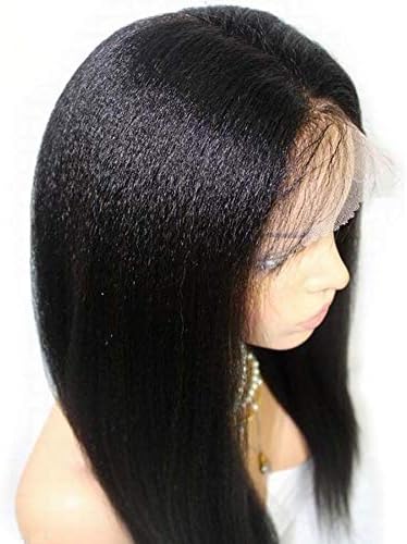Hesperis Brazilian Hair Light Yaki Human Hair Lace Front Wigs Natural Hairline Glueless Yaki Straight Full Lace Human Hair Wigs Pre Plucked Baby Hair 130 Density-20inch full lace wig