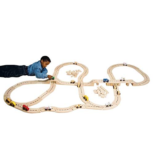 Constructive Playthings 135 pc. Wooden Unit Block Roadway Play Set with 56 Hardwood 3 3/4