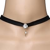 Wo Mai Women Black Velvet Choker Necklace GothicJewelry (White Diamond)