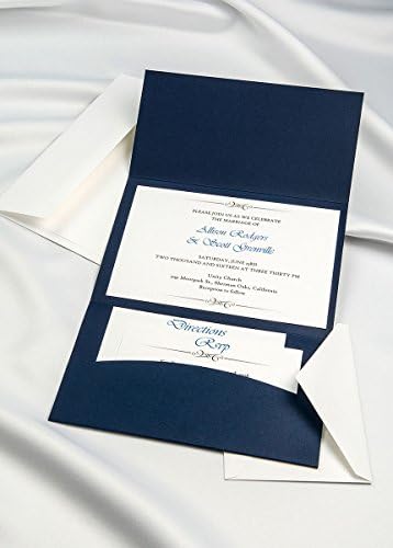 Horizon Pocket Folder Invitation Kit - Navy Blue - Pack of 20