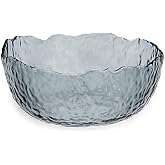 TOSSOW Glass Salad Bowl Irregular Shape Serving Bowls 25 oz (Grey)