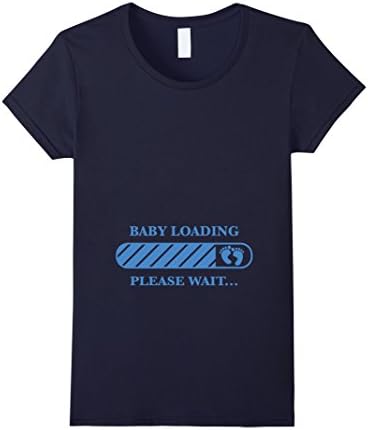 Women's Baby Loading Please Wait Maternity Pregnant Mom T-Shirt XL Navy