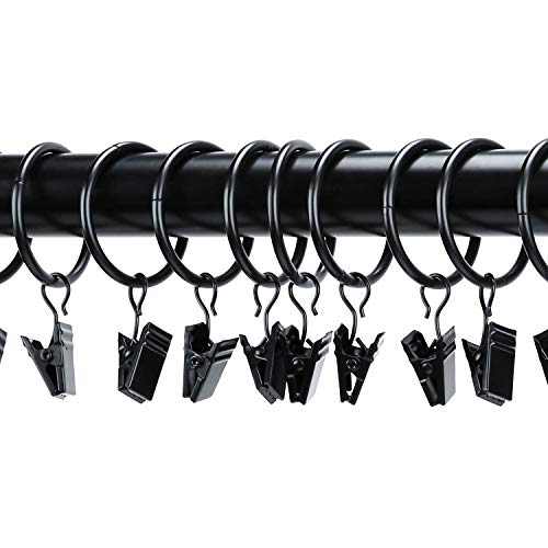 image for Datttcc 40 Pack Metal Curtain Rings with Clips Silver Decorative Drape