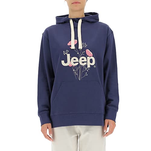 JEEP O102606-A184 J Felpa Oversize con Cappuccio Stampa Botanical J22W Donna Deep Blue M