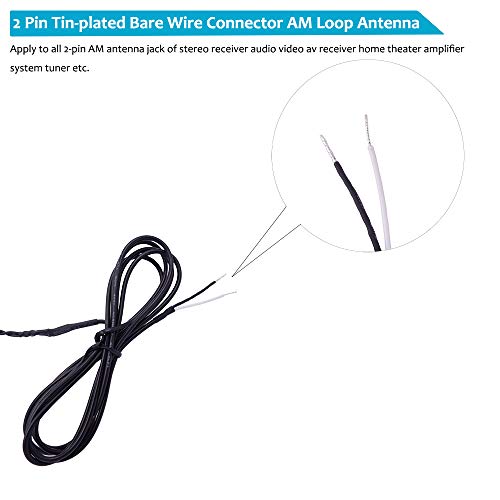 Fancasee AM Loop Antenna 2 Pin Twin Lead Bare Wire Connector Adapter