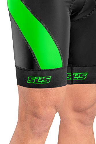 SLS3 FXZ Men Triathlon Shorts - Tri Bike Shorts Men - Triathlon Suit Men (Black/Green, S)