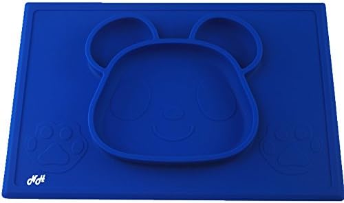 Silicone Placemat for Babies, Toddlers, Kids โ Adorable Panda Bear Design, One Piece Placemats for Kids, Three Colors Available (Dark Blue)