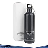 Futurepace Tech Best Stainless Steel Double Walled Vacuum Insulated Water Bottle - BPA FREE - Charcoal - 20 oz / 600ml - Perfect for Sports, Gym, Cycling, Camping, Running, Yoga, Tennis