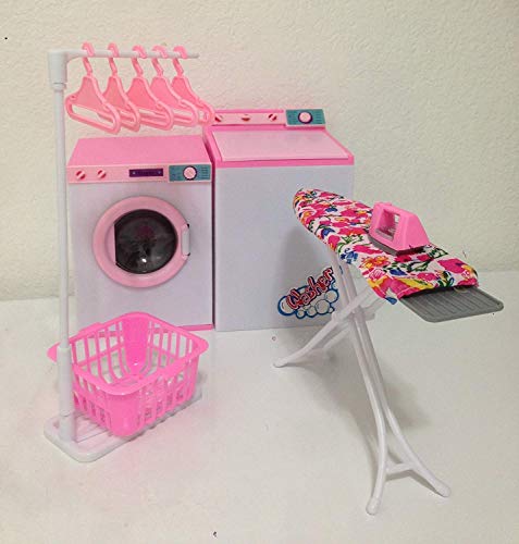 Ivory Gloria Dollhouse Furniture - Laundry Room with Iron & Ironing Table Playset